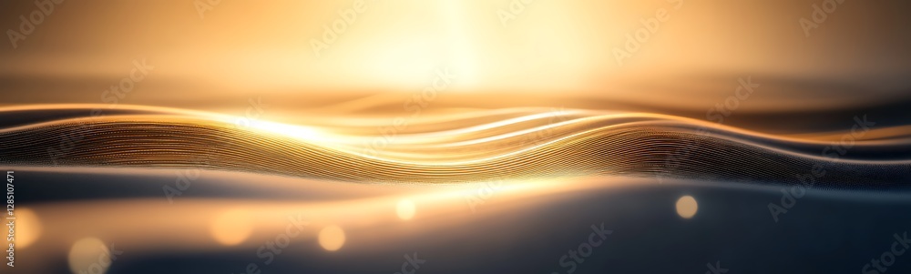 Poster Golden waves ripple gently under soft light, creating a serene and tranquil atmosphere.