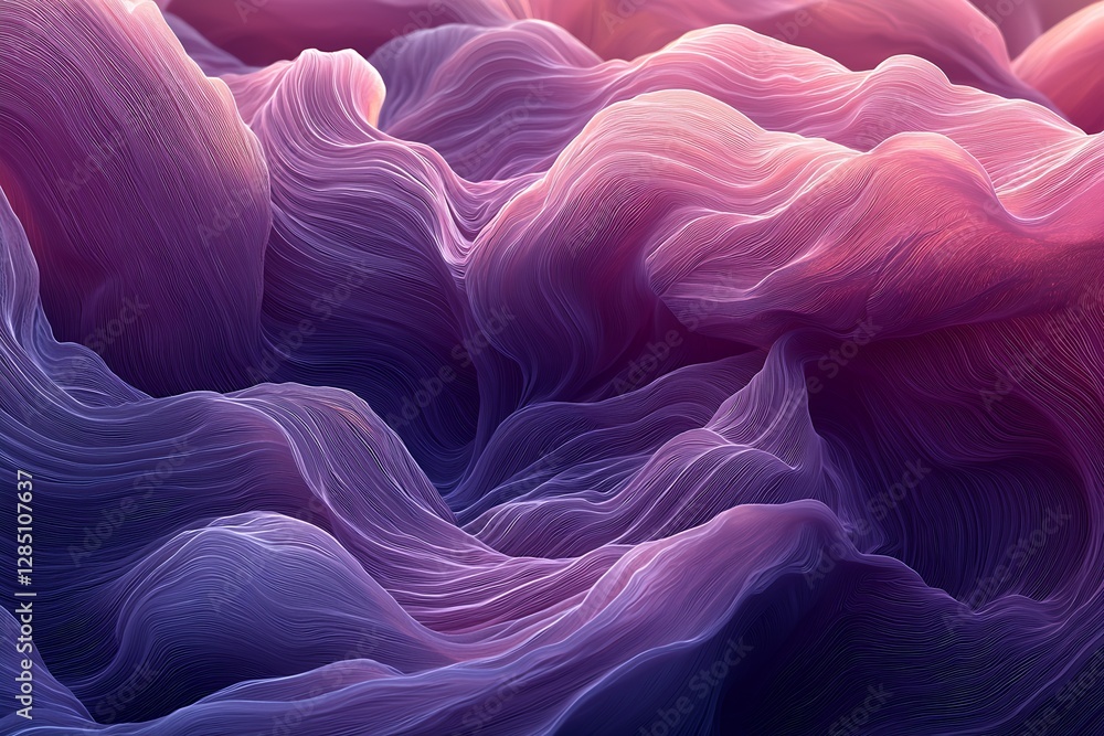Aufkleber Abstract Flowing Waves of Colorful Fiber Art Creating a Soft and Dreamy Texture Background : Generative AI