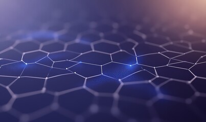 Obraz premium Abstract hexagonal pattern with glowing nodes on a dark background, symbolizing technology and connectivity.
