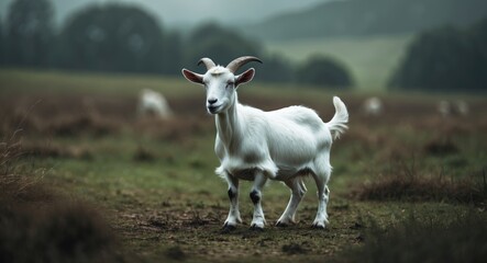 Obraz premium a goat enjoys rolling around in a lush natural field