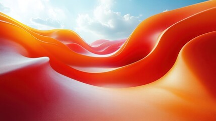  Abstract Wavy Metallic Fabric with Red and Black Glossy Texture