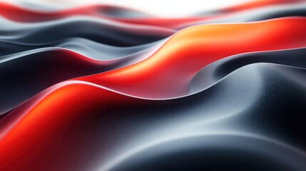  Abstract Wavy Metallic Fabric with Red and Black Glossy Texture