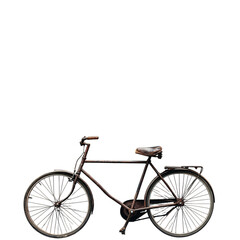 A Vintage Bicycle Leaning Against a Brick Wall Isolated on Transparent Background
