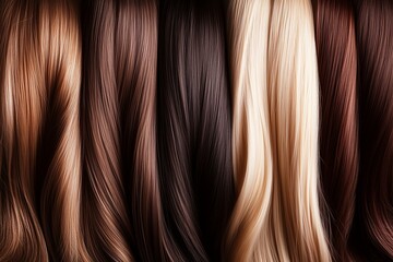 Naklejka premium A variety of hair colors displayed in a row showcasing different shades and tones