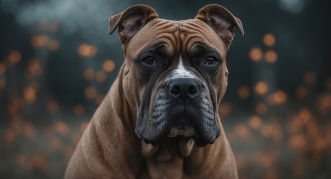 Cane Corso dog portrait in a natural setting.