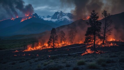 wildfire in Patagonia, Argentina