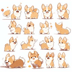 Obraz premium Cute Corgi Expressions: A Collection of Adorable and Playful Moments