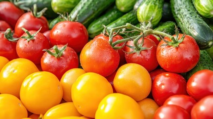 Vibrant Tomatoes and Cucumbers: A Fresh Harvest