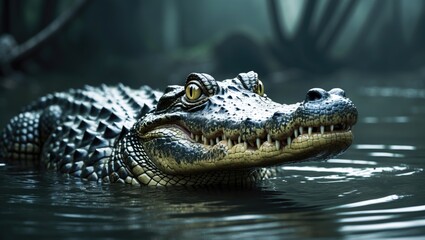 Fototapeta premium Crocodile captured in a water setting. Location: Kenya.