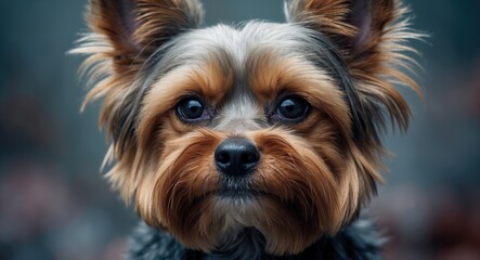 A detailed closeup of a Yorkshire terrier.