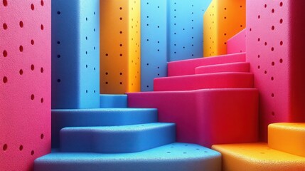 Vibrant Abstract Geometric Background with Colorful 3D Shapes