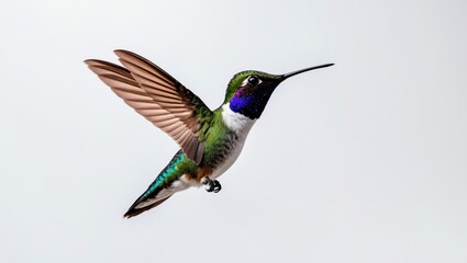 Obraz premium Allen's Hummingbird (Selasphorus sasin) soaring against a white backdrop