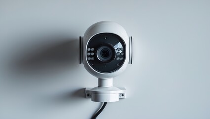 A standalone surveillance camera featuring clipping paths, set against a white backdrop.