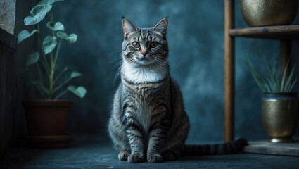 Obraz premium clever feline positioned elegantly