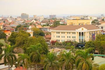 Bird’s Eye View of Vientiane from Patuxai Monument, Laos