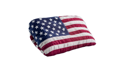 American flag on folded fabric with transparent background