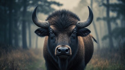 Modified Letter Logo Featuring Buffalo Head Design