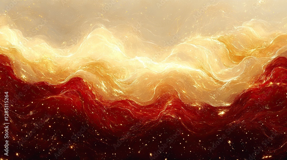 Poster abstract rendering of waves presenting color gradient across layers