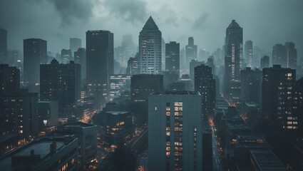 Scenery of a futuristic digital cityscape