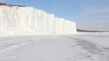 Arctic Glacier Cliff, Ice Landscape, Winter Scene, Snow-Covered