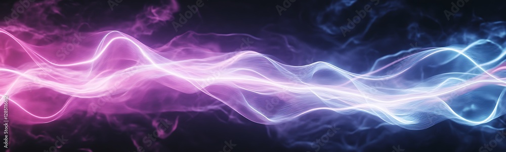 Leinwandbilder vibrant abstract waves of pink and blue light on a dark background, creating a dynamic visual effect