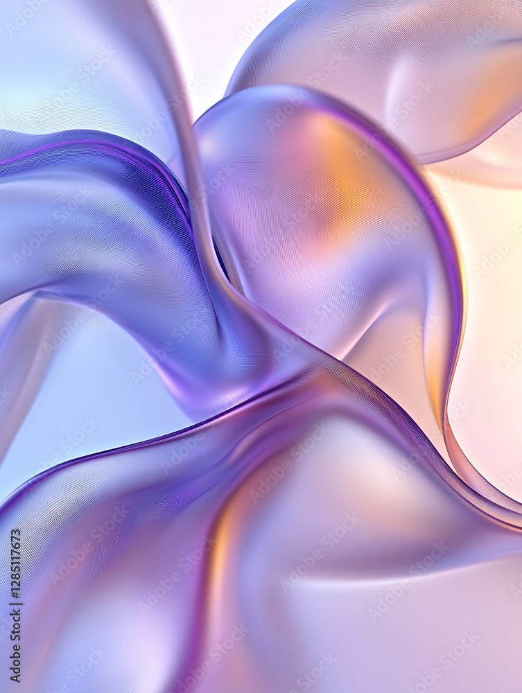 Poster Abstract colorful flowing fabric in soft pastel hues creating a dreamy and elegant background visual : Generative AI