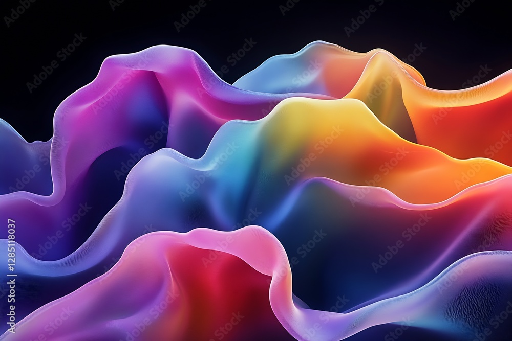 Aufkleber Vivid abstract waves of colorful silk fabric creating a mesmerizing visual effect : Generative AI