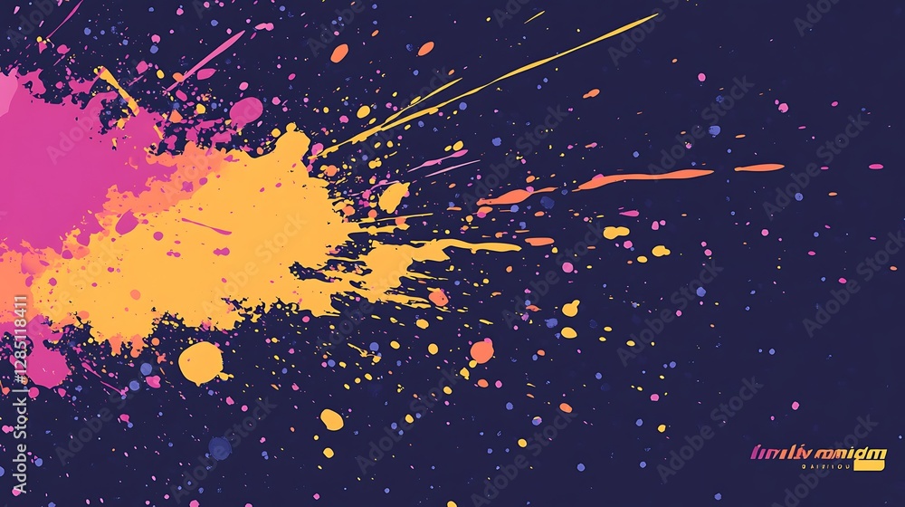 Poster vibrant paint splashes on a dark background, creating an artistic and colorful abstract design.