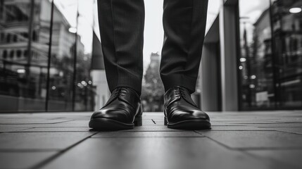 Black and White Shoes in City