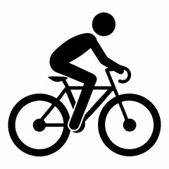 Obraz premium Man on Bicycle black Icon vector on white background.