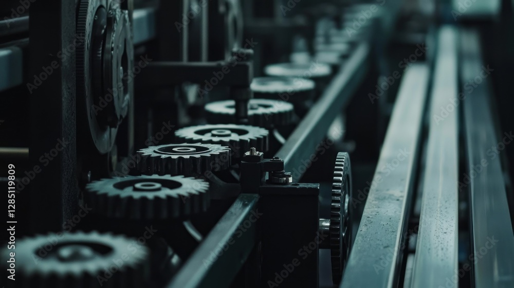 Poster industrial gears: close-up of a machine's intricate mechanism