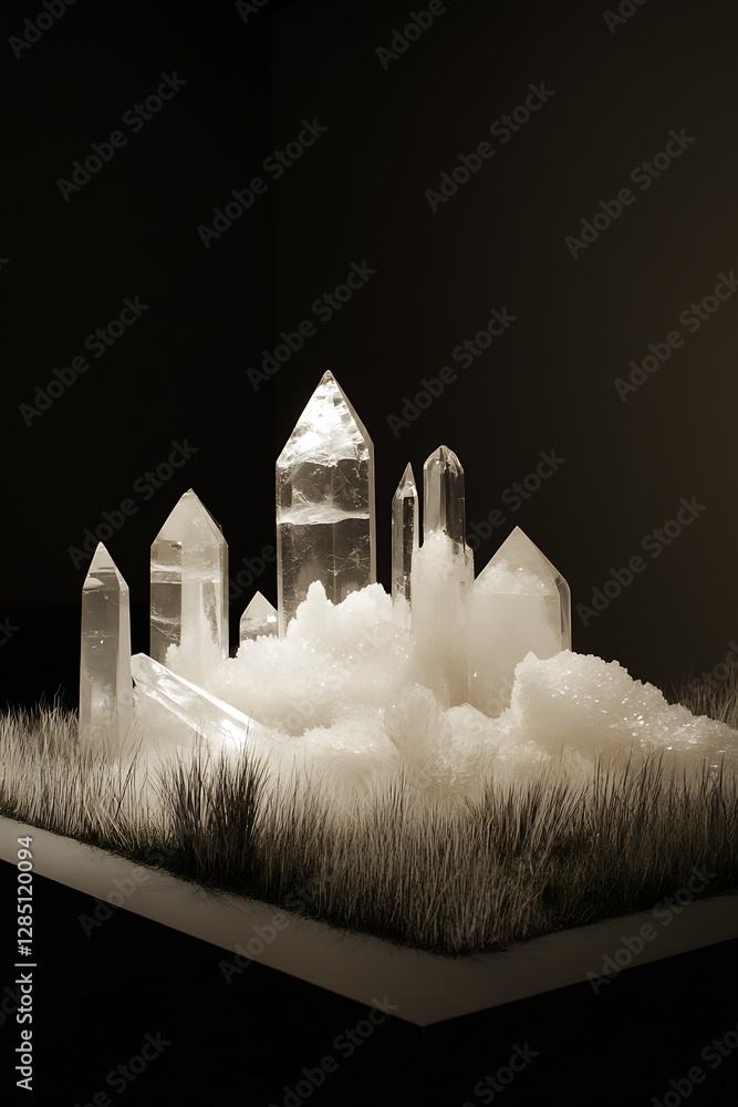 Leinwandbilder striking display of brilliant crystals amidst soft white textures in artistic setting : generative a