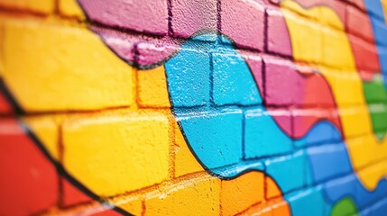 Fototapeta premium Vibrant Colorful Brick Wall Mural Art
