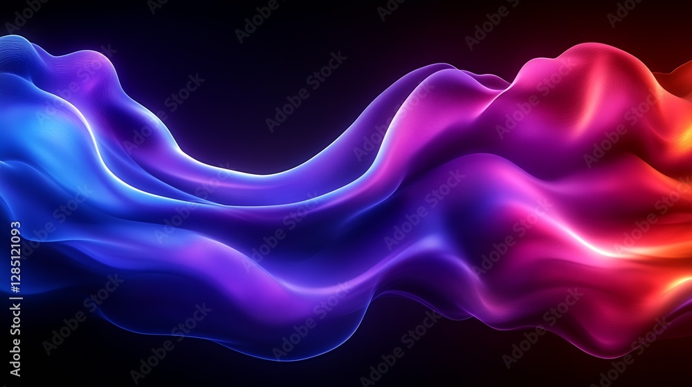 Poster Stunning digital rendering of vibrant flowing waves in shades of blue and pink creating a mesmerizing motion effect : Generative AI