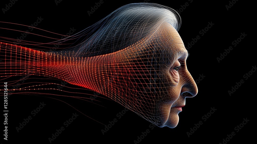 Poster abstract representation of aging with dynamic lines and patterns