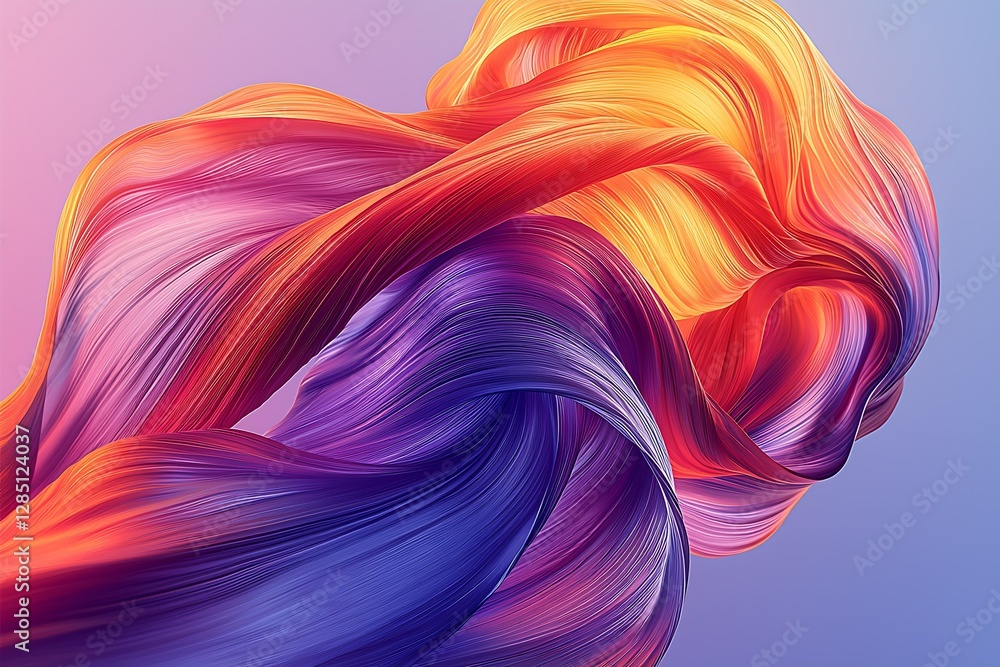 Poster Colorful flowing fabric in vibrant orange and purple creating a harmonious and artistic display : Generative AI