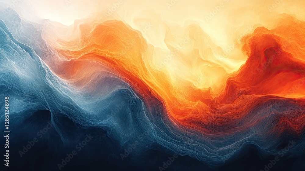 Poster abstract representation of fire and ice with overlapping colors