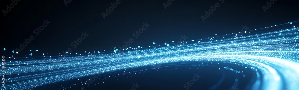 Aufkleber Dynamic blue light trails on a dark background creating a sense of motion and energy.