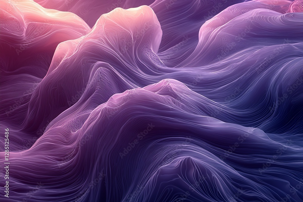 Aufkleber Serene Abstract Flowing Waves of Pastel Colors Creating a Captivating Soft Background : Generative AI