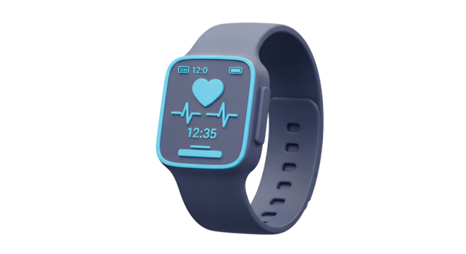 Smartwatch Displaying Heart Rate in Gray and Light Blue 3D Render