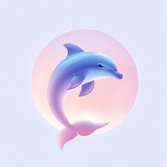 Fototapeta premium Pastel Dolphin Leaps: A serene sunset scene. Aquatic grace in soft hues.