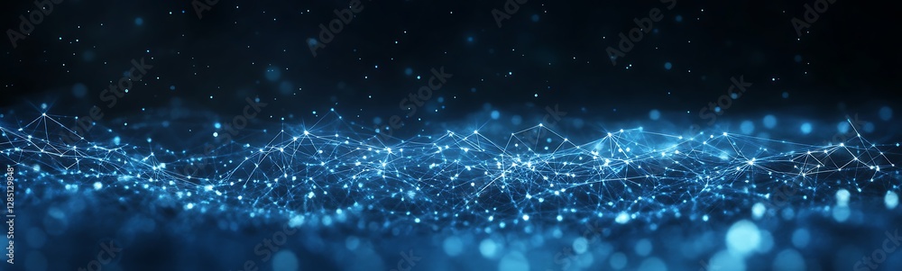 Aufkleber Sparkling blue particles create a mesmerizing abstract background.