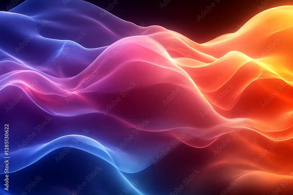 Leinwandbilder Softly flowing abstract wave patterns in dynamic hues creating captivating visual serenity : Generative AI