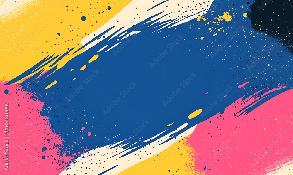 Poster vibrant abstract splash of colors with bold brush strokes and splatters.