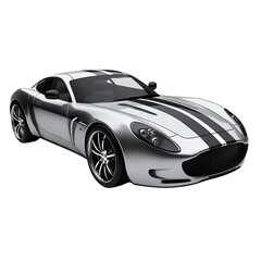 A Sleek Silver Sports Car with Lightweight Design Isolated on Transparent Background