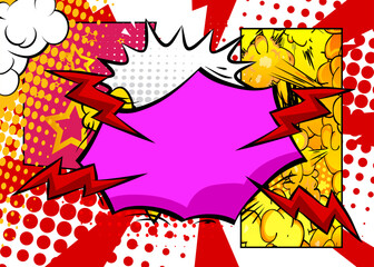 Cartoon super background, comic book backdrop. Retro vector comics pop art design.