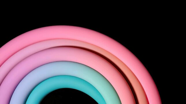 Design a dreamy and enchanting composition featuring a whimsical pastel rainbow, blending soft hues of pink, lavender, mint, and peach to create a magical and uplifting atmosphere.