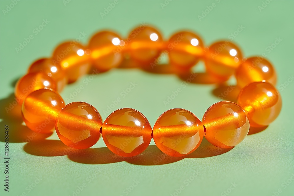 Poster elegant orange gemstone bracelet captured under bright sunlight emphasizing rich color and smooth te