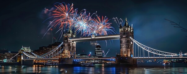 Tower Bridge Fireworks Display Over London