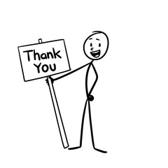 a person holding a thank you sign in his hand